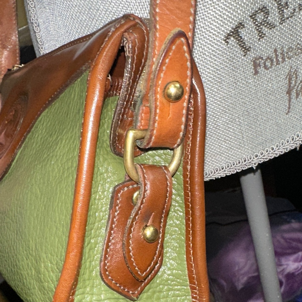 Dooney & Bourke Green and Tan Leather Crossbody Bag - Picture 8 of 15